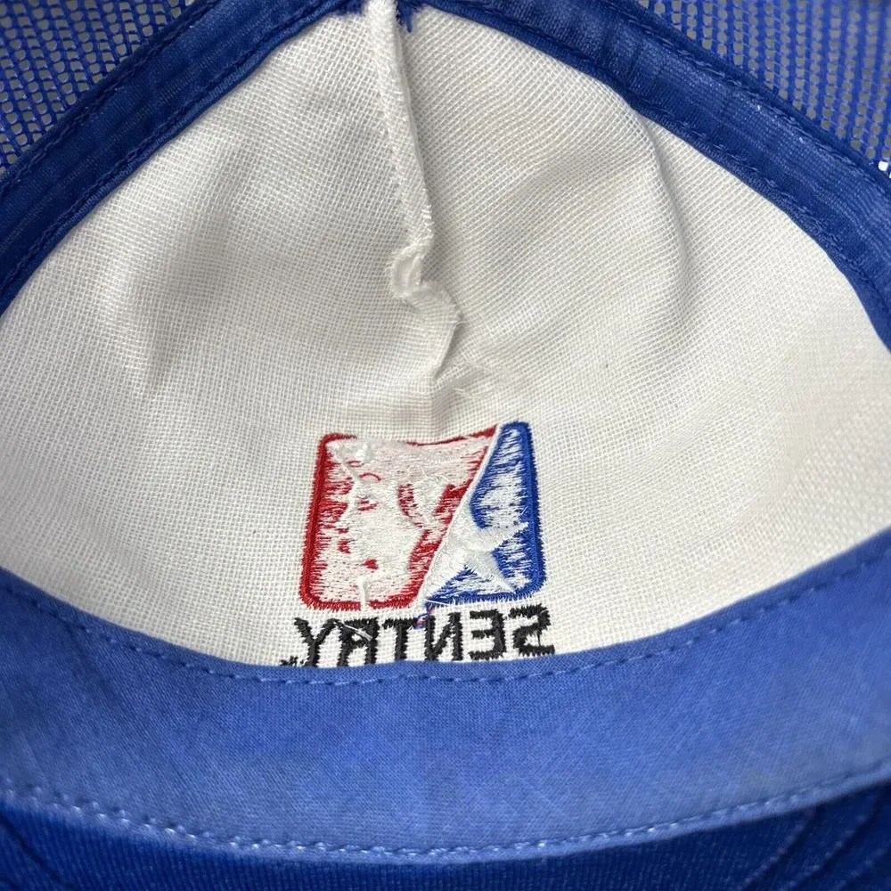 Vintage SnapBack Trucker Hat Sentry Hardware Cap Blue Made In USA - Picture 8 of 10